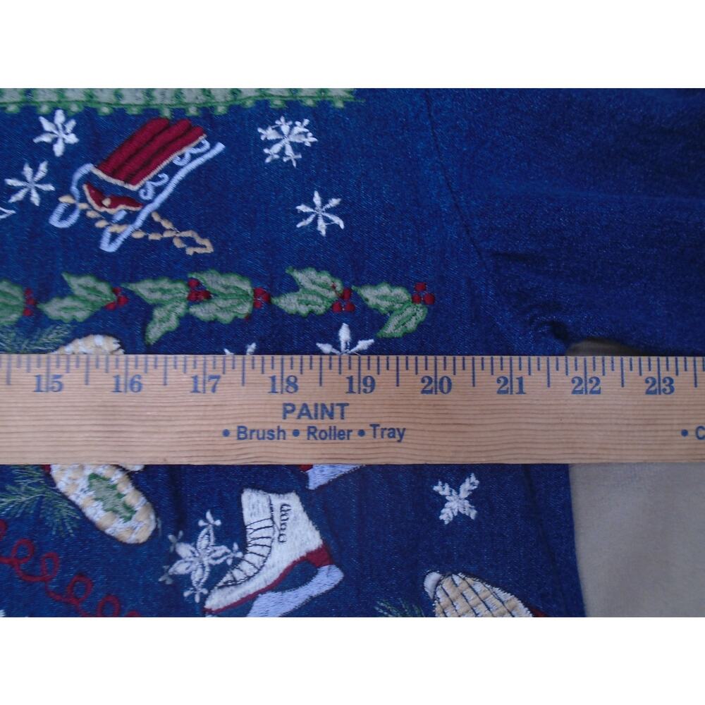 Vintage Casey Coleman Christmas Denima Shacket Button Embroidered Snowman Size M - Picture 6 of 10